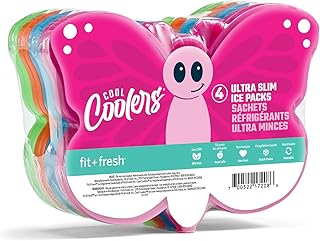 Cool Coolers Kids Lunch Box Ice Packs, Slim Ice Packs for Lunch Bags, Lunch Ice Packs ReusableMulticolored 4 Pack (Butterfly)