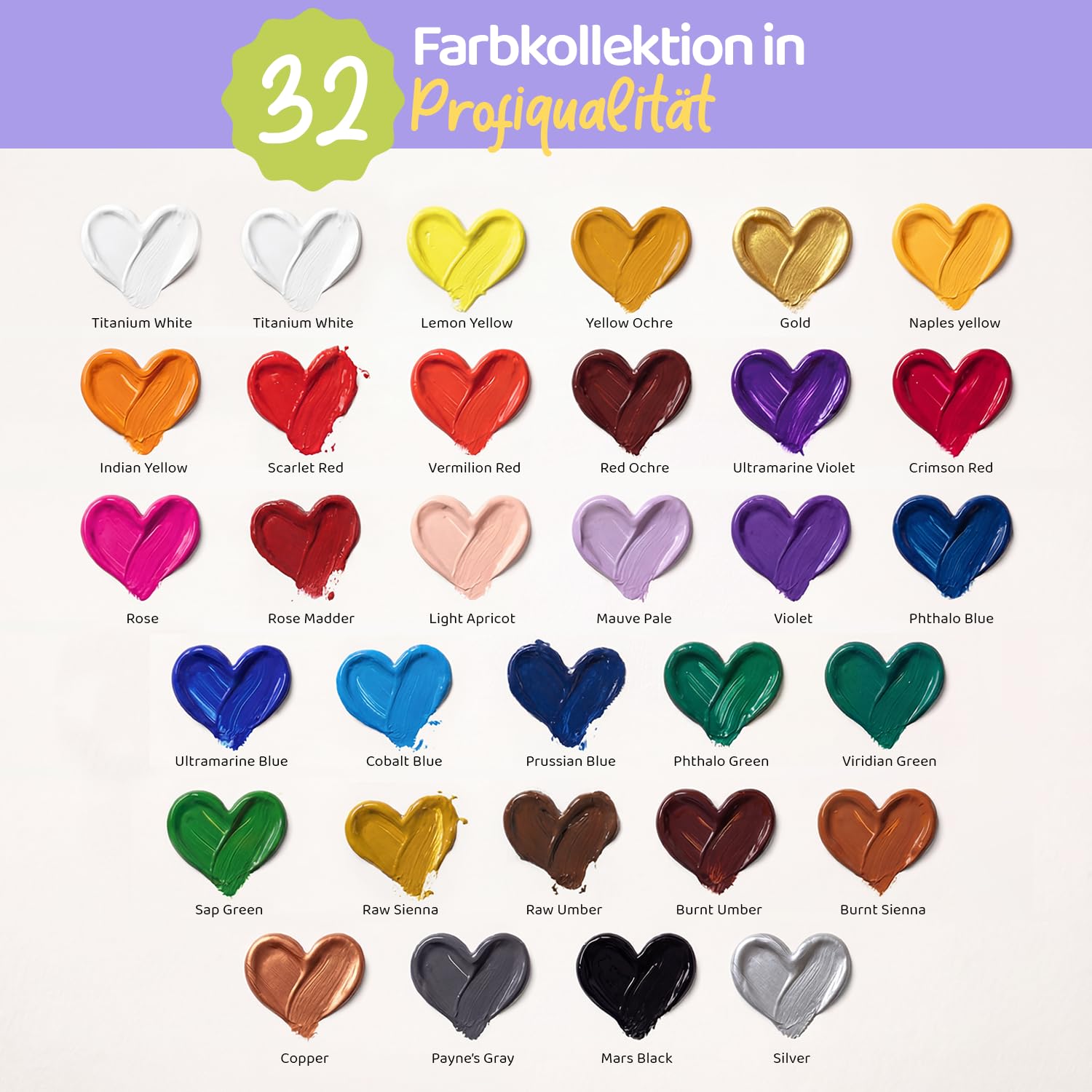 Chalkola Acrylfarben Set| 32x22ml Acrylfarbe mit 10 Leinwand, 10 Pinseln, Tischstaffelei| Acrylfarben für Leinwand Holz| Wasserfeste Acrylic Paint Set| leuchtenden Farben für Kinder, Profis, Anfänger