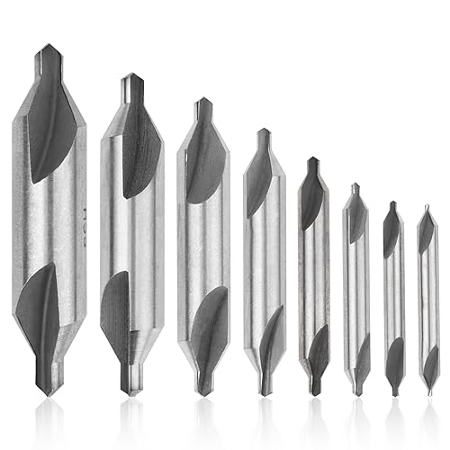 Center Drill Bit Set, 8 PCS High Speed Steel 60-Degree Angle Center Drill Bits Countersink Tools,Countersinks Drills Set for Metal, Alloy Copper