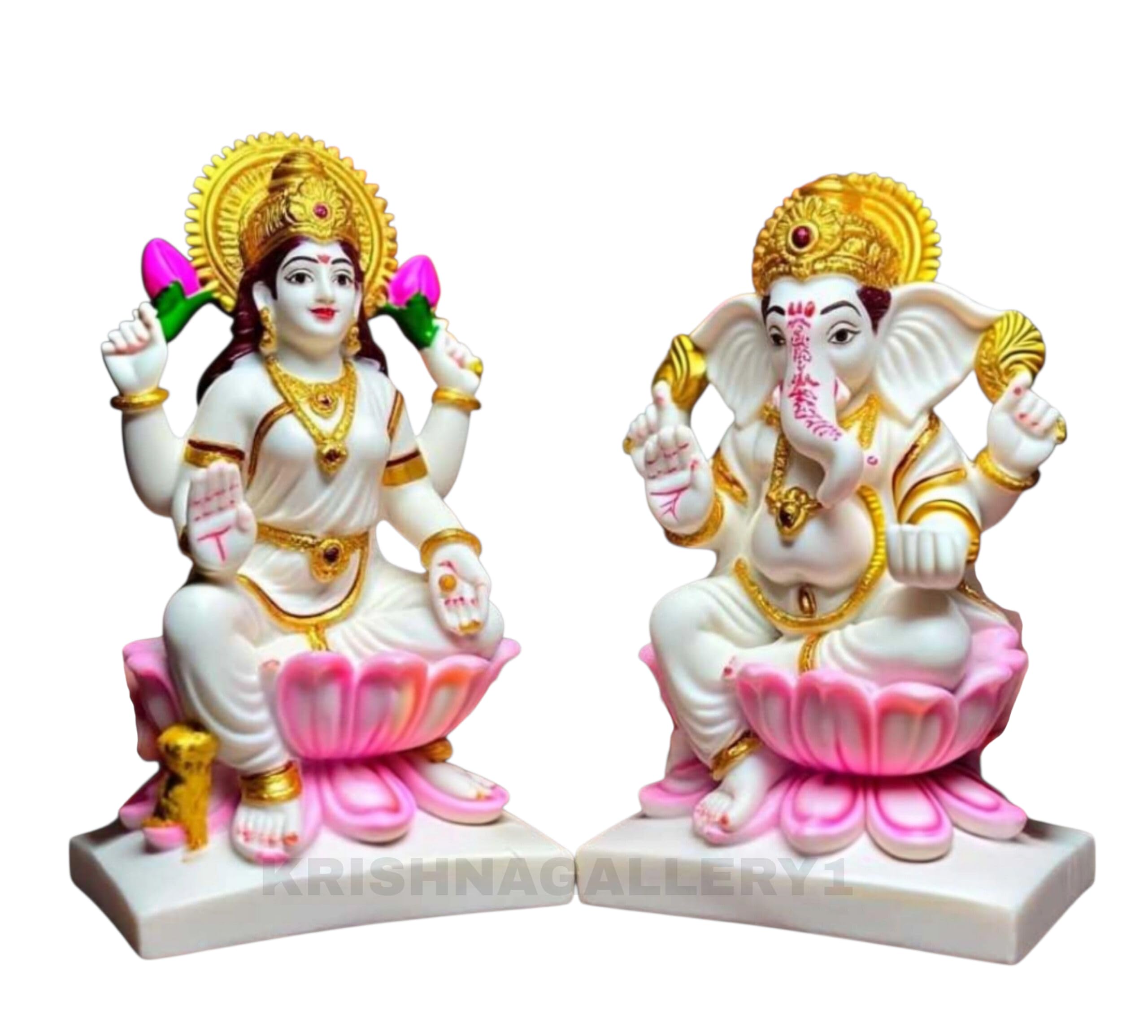 KRISHNAGALLERY1 Marble Look Laxmi Ganesh Statue Ganesha for Pooja Room Home Temple Office 7 Inch 2