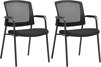 CLP Conference Chair, Volga Visitor Chair, Stackable Chair with Backrest, Office Chair with Armrests for Meeting Rooms, Colour: Black