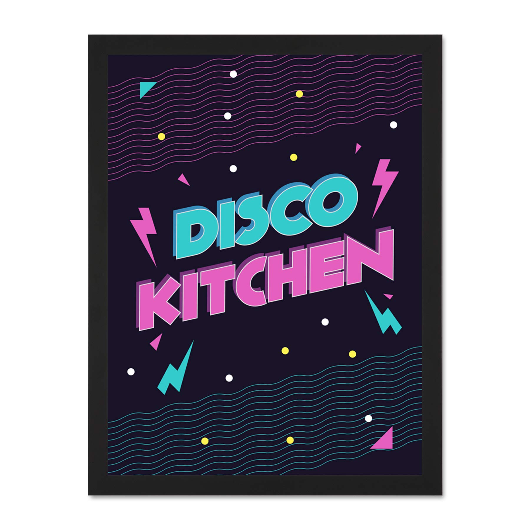 Wee Blue Coo Disco Kitchen 80s Large Framed Art Print Wall Poster 18x24 inch