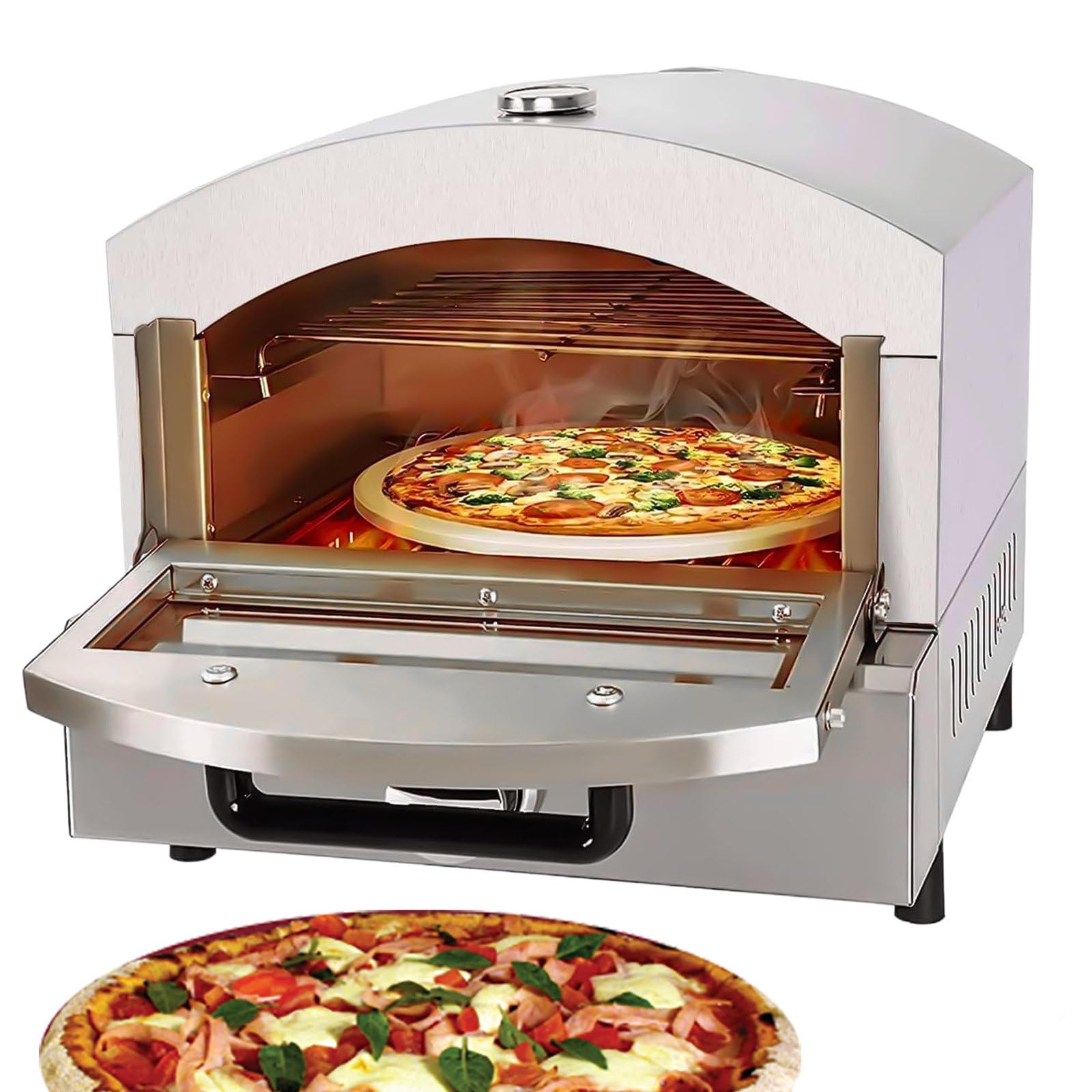 Pizzaiolo da Banco, Forno per Pizza da Esterno, Tostapane in Acciaio Inox a Doppio Strato, per Feste e Cucina All'aperto,Gas