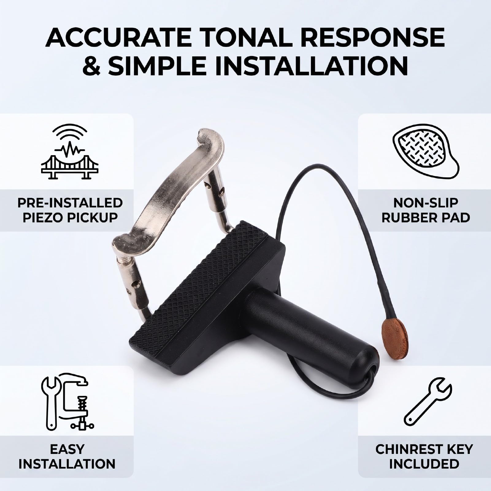 Pickup per Violino, Sensore Piezo con Pad in Gomma for Strumenti | Pickup a Contatto per Strumenti, Facile da Installare, Tono Bilanciato, per Violino Acustico Elettrico