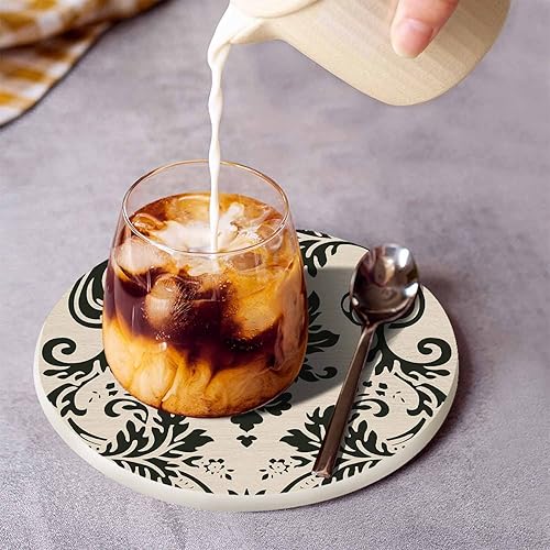 Miniatura 3 de Posavasos de estilo barroco retro para bebidas, color negro, creativo, elegante, floral, diseño de damasco, regalos para inauguración de la casa,