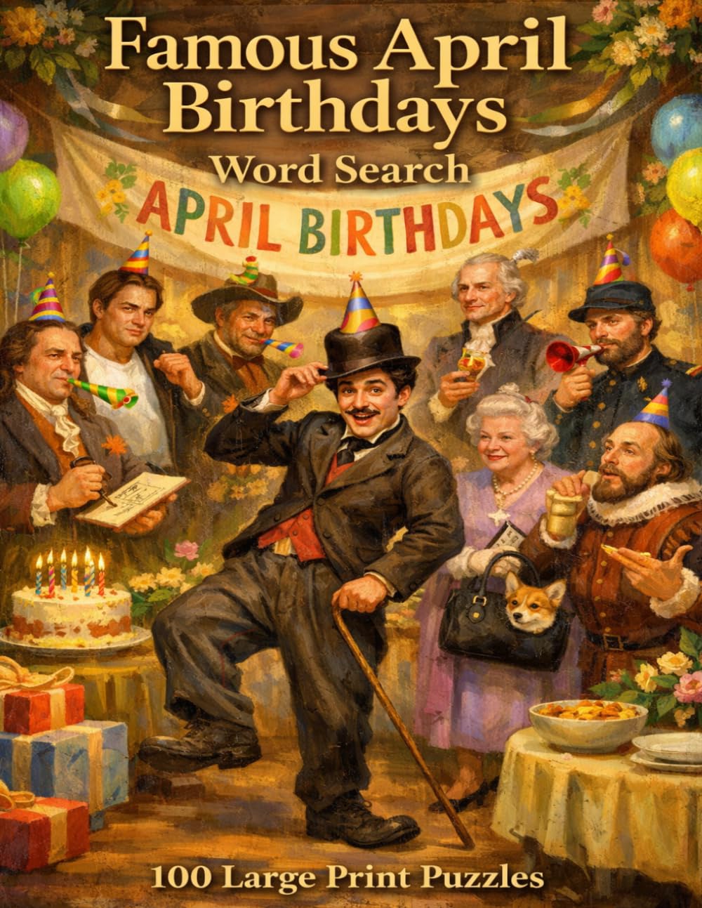 Famous April Birthdays Word Search: 100 Large Print Puzzles Celebrating Ten Legendary Figures Born in April From Presidents and Outlaws to Playwrights and Queens (Famous Birthdays)