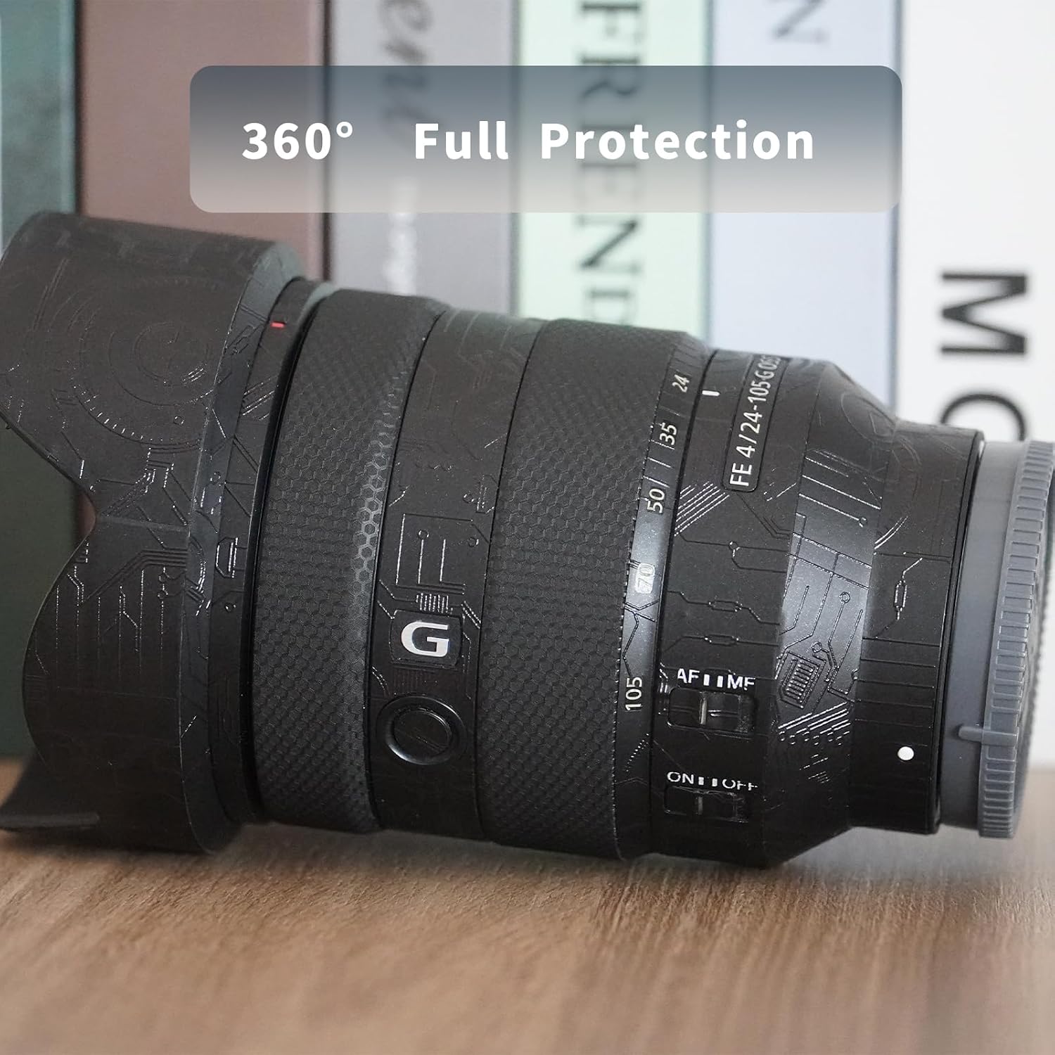 Lens Protective Film Decorative Sticker Compatible with Sony FE 24-105mm F4G OSS Comprehensive Protection Anti-Scratch/Anti-Wear/No-Residue/3M Materail(Circuit Board Black)