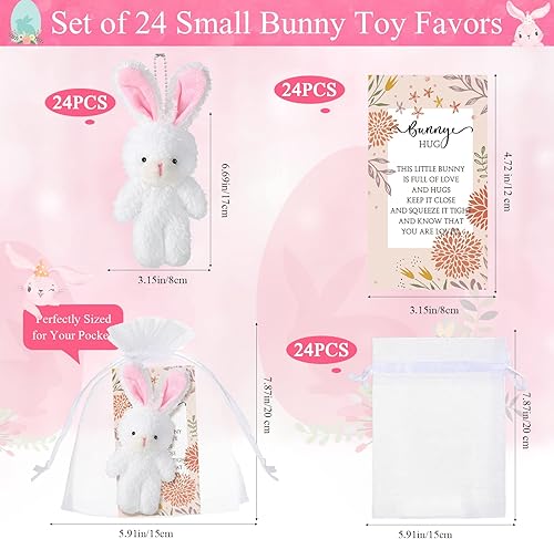 Miniatura 2 de Fuutreo 24 juegos de animales de peluche de conejito de regalo, incluye 24 mini muñecos de peluche de conejito de peluche, 24 tarjetas de abrazo con
