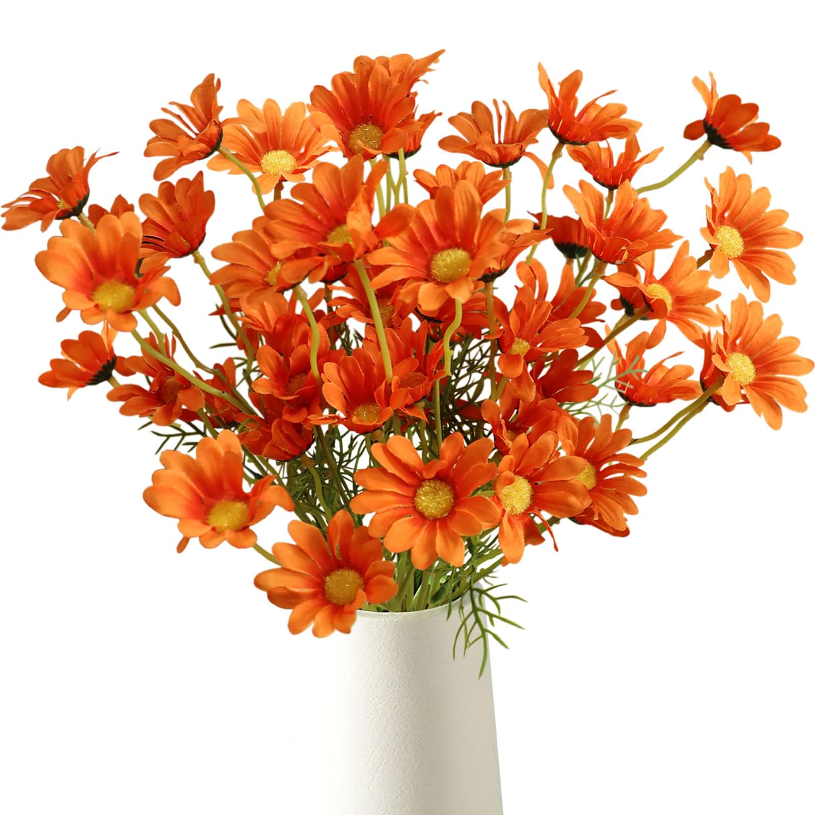 Excefore Artificial Fake Flowers, 10 Bundles Daisy Mums Flowers Outdoor UV Resistant No Fade Greenery Shrubs Plants Indoor Outside Hanging Planter Home Wedding Office DIY Garden Porch Décor (Yellow)