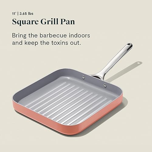 Miniatura 4 de Caraway Sartén cuadrada para parrilla  Sartén para parrilla de 11 pulgadas  Revestimiento de cerámica antiadherente  No tóxico, sin PTFE ni PFOA