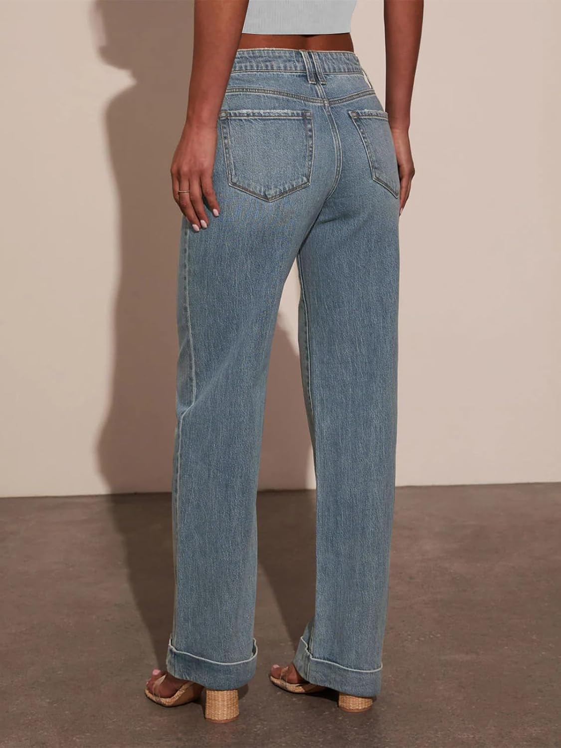 KUNMI Jeans for Women Wide Leg Baggy High Waist Boyfriends Straight Leg Stretchy Denim Pants Trendy Fall 2025