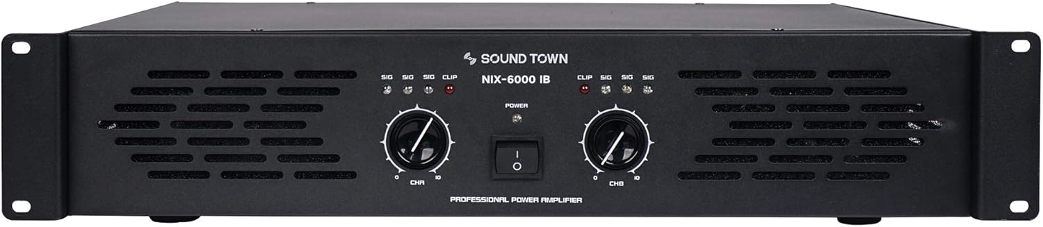 Sound Town Professional Dual-Channel, 2 x 1560W at 4-ohm, 6000W Peak Output Power Amplifier (NIX-6000IB) Sound Town Professional Dual-Channel, 2 x 1560W at 4-ohm, 6000W Peak Output Power Amplifier (NIX-6000IB)
