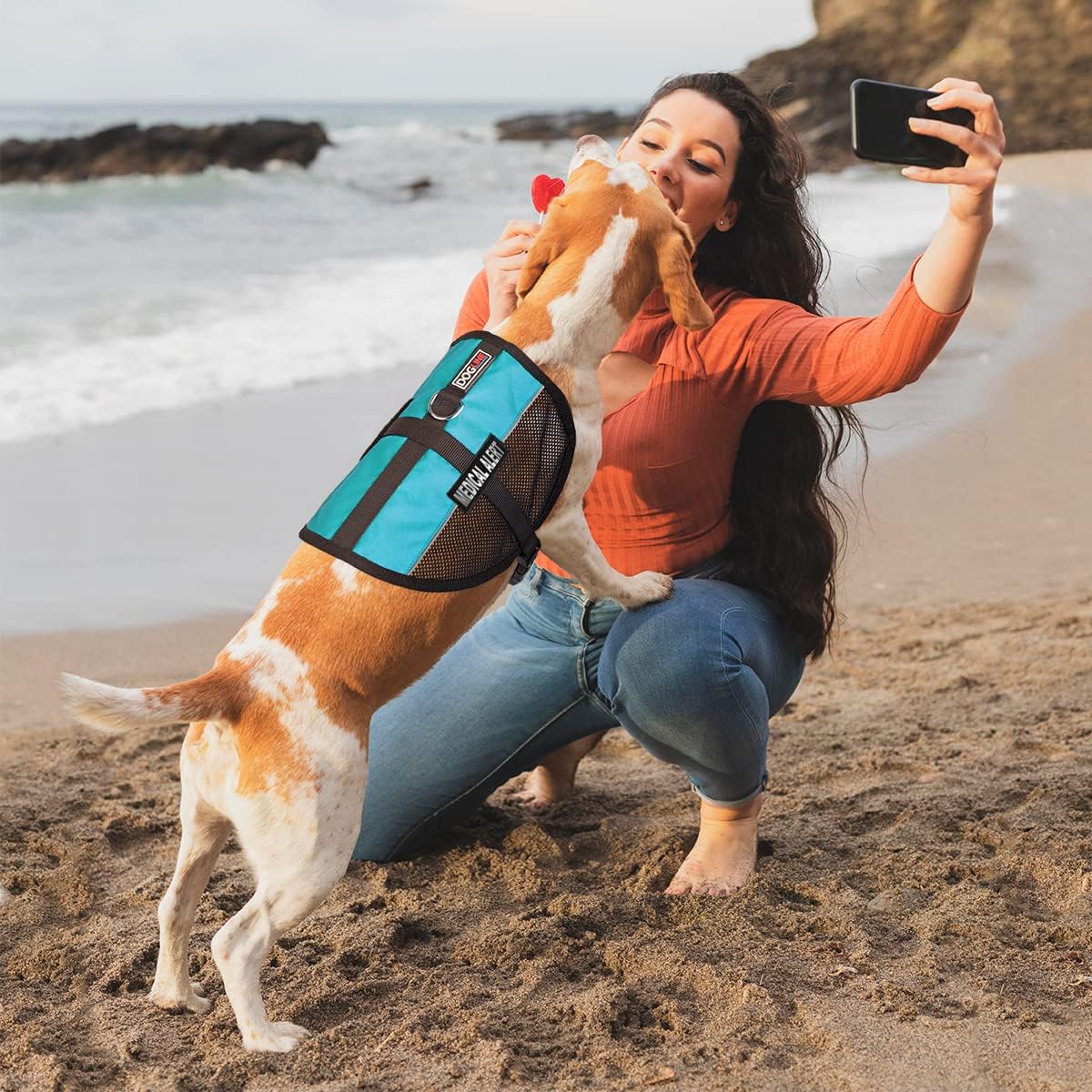 Dogline 30"-38" MaxAire Mesh Vest for Dogs and 2 Removable Medical Alert Patches, X-Large, Turquoise