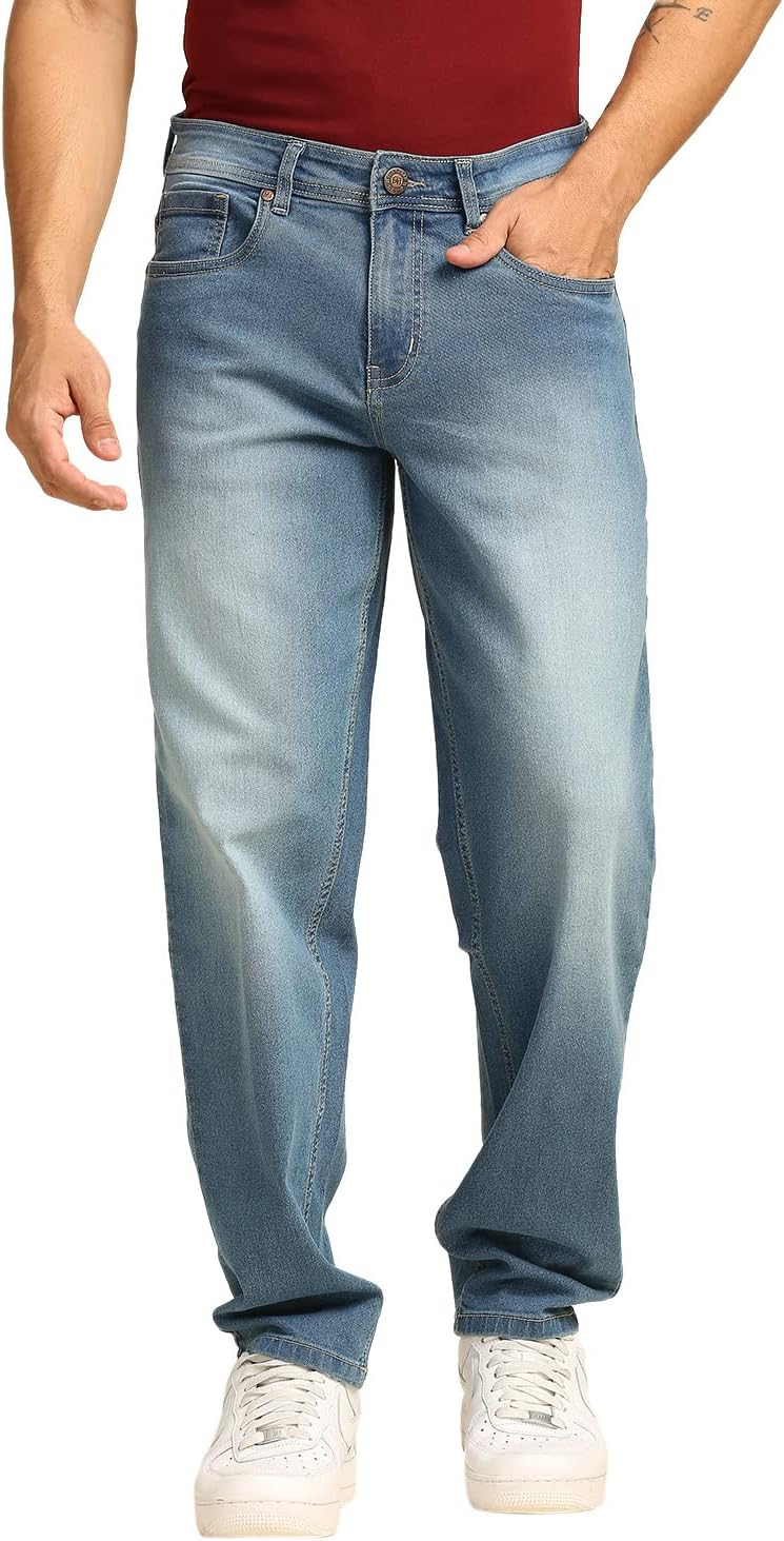 HIGH STARMen's Regular Fit Mid Rise Jeans