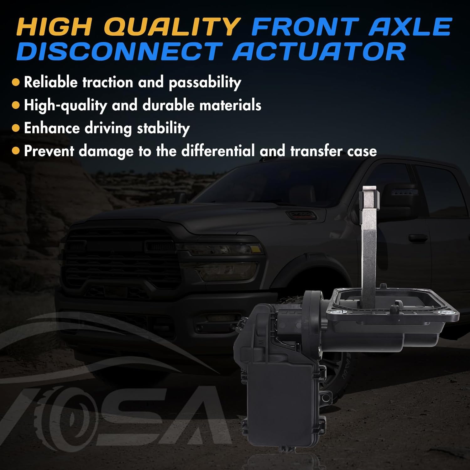 4WD Front Axle Disconnect Actuator Compatible with Ram 2500 2014-2018 2022-2024 Ram 3500 2013 2014 2015 2016 2017 2018 2022 2023 2024 Square Connector Shape Replace# 68216944AB 68216944AA