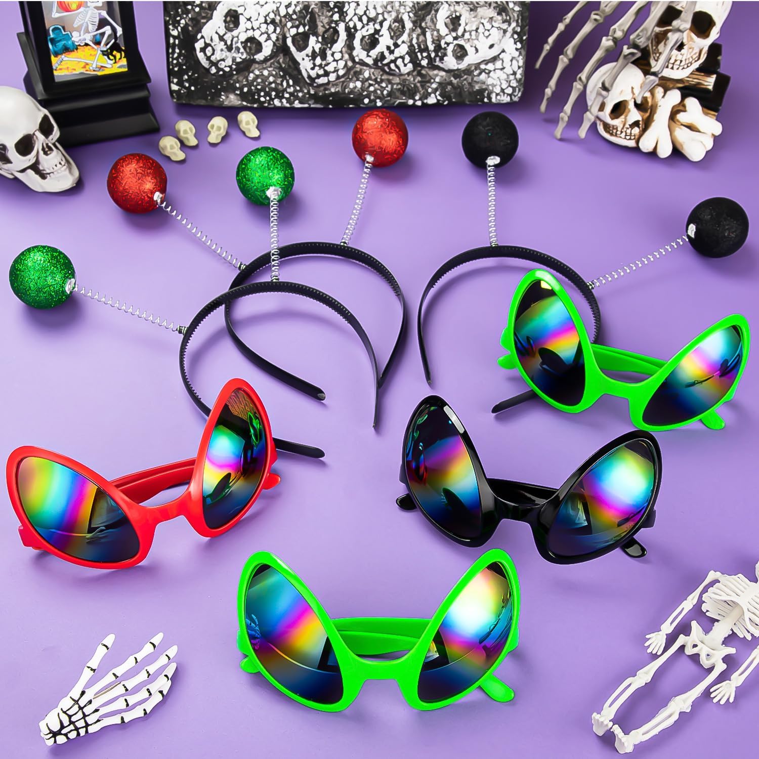 Halloween Alien Headband Glasses and Martian Antenna Party Accessories