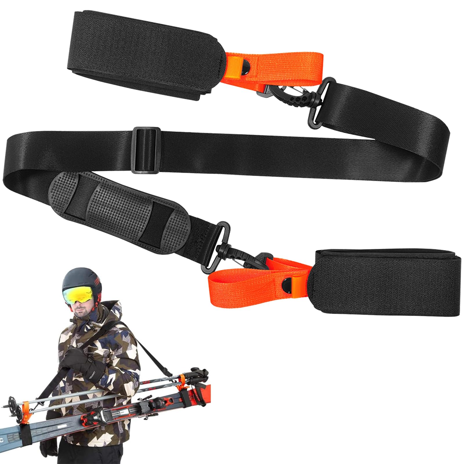 Esquí Correa y Correa para Transportar Bastón, Ski Straps Ajustables con Hebilla Metálica