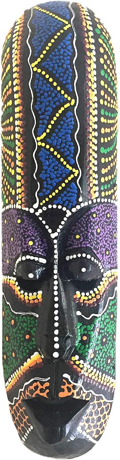 OMA African Mask Lucky in Love Aboriginal Style Hand Painted Wood Mask Wall Hanging Decor, Federal (TM) Brand 12" Multi OM-1520