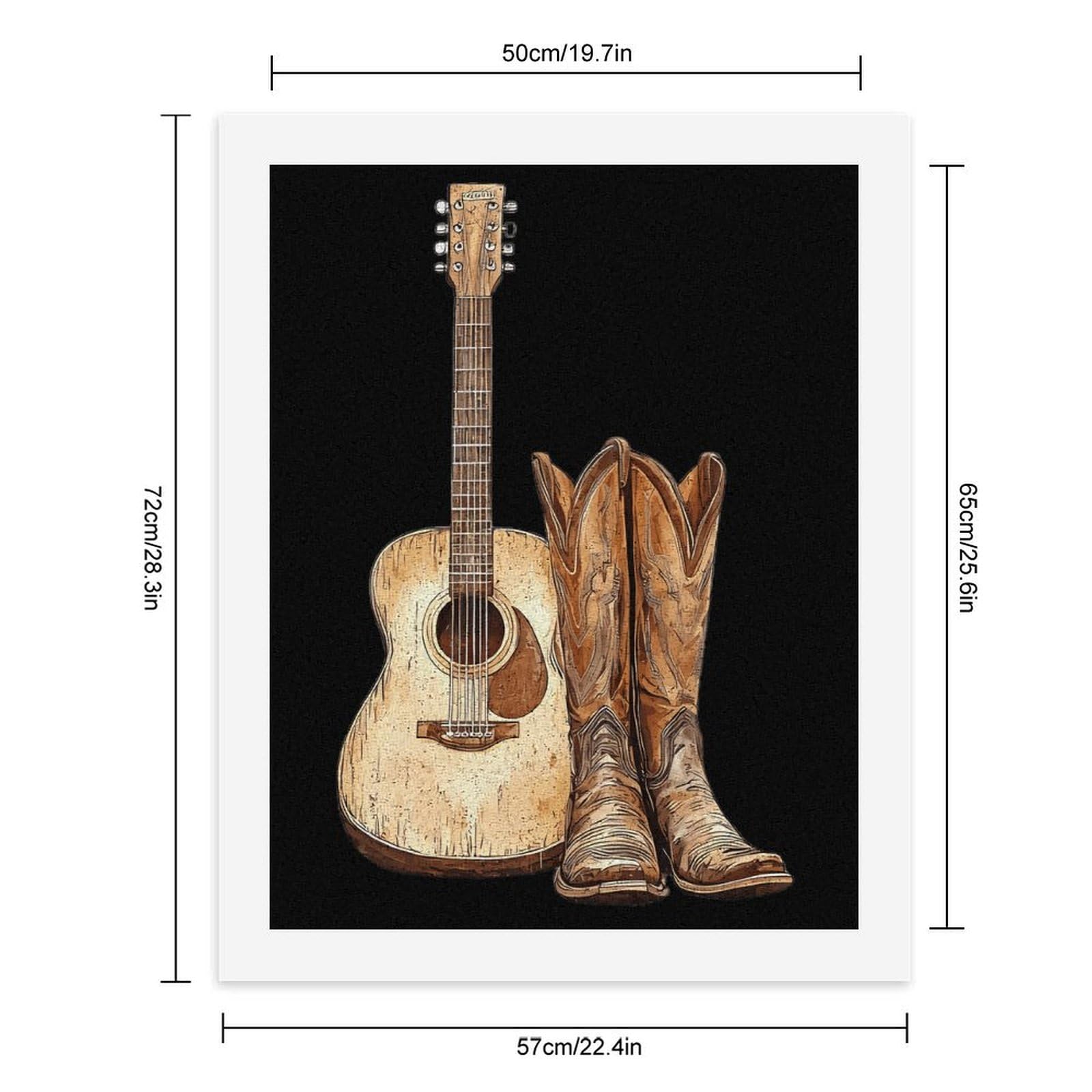 Lustiges Malen nach Zahlen für Erwachsene, Motiv: Gitarre und Stiefel, vertikal, Baumwolle, digitales Ölgemälde, Heimdekoration, Geschenk, 65 x 50 cm