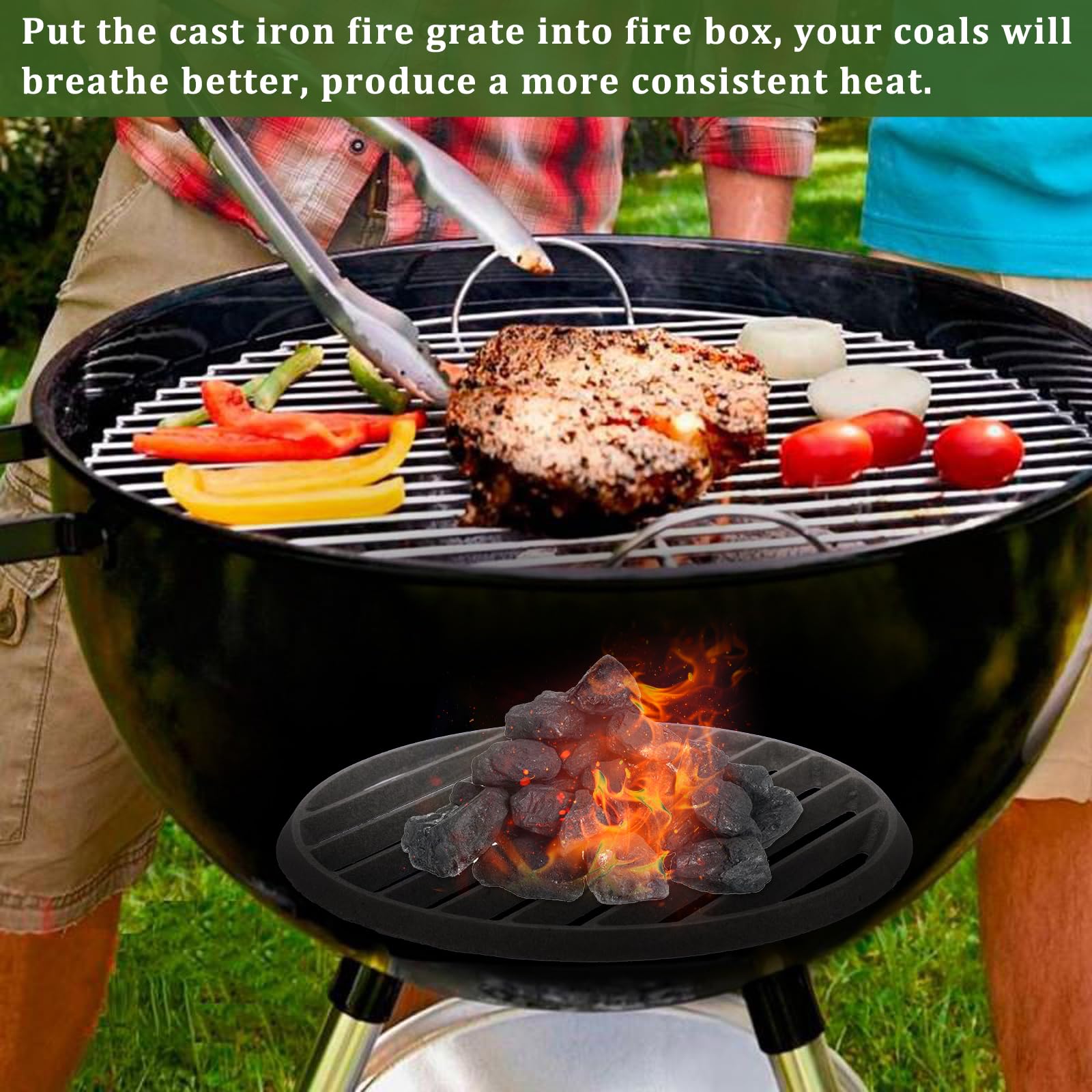 SUMTree Rund Gusseisen Grillrost Verdickter Gitterrost Schwarz Gussrost Haltbar Ofenrost Tafelrost Kohlerost Ascherost Kaminrost Feuerrost für Grill und Kamine Durchmesser 27,5 cm leicht zu bedienen