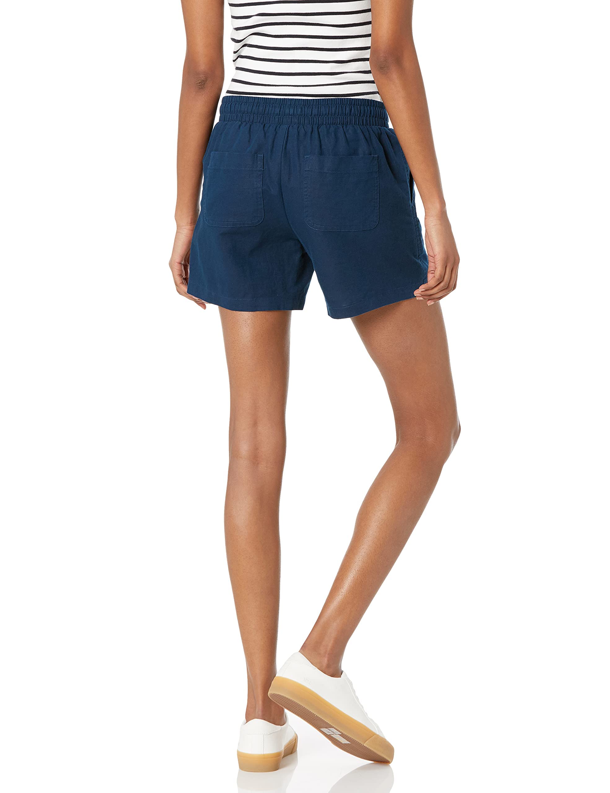 Amazon Essentials Short en Mélange de Lin, Cordon de Serrage, Entrejambe 13 cm (Disponible en Grande Taille) Femme