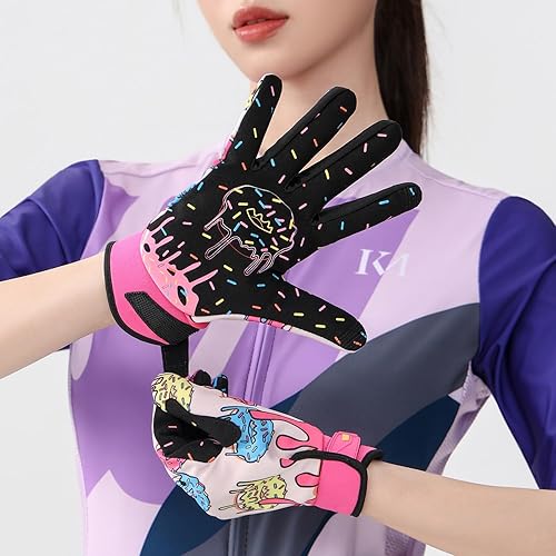 Miniatura 8 de Guantes de ciclismo de dedo completo para hombres y mujeres, guantes de ciclismo ajustables para actividades al aire libre, ciclismo de montaña, con