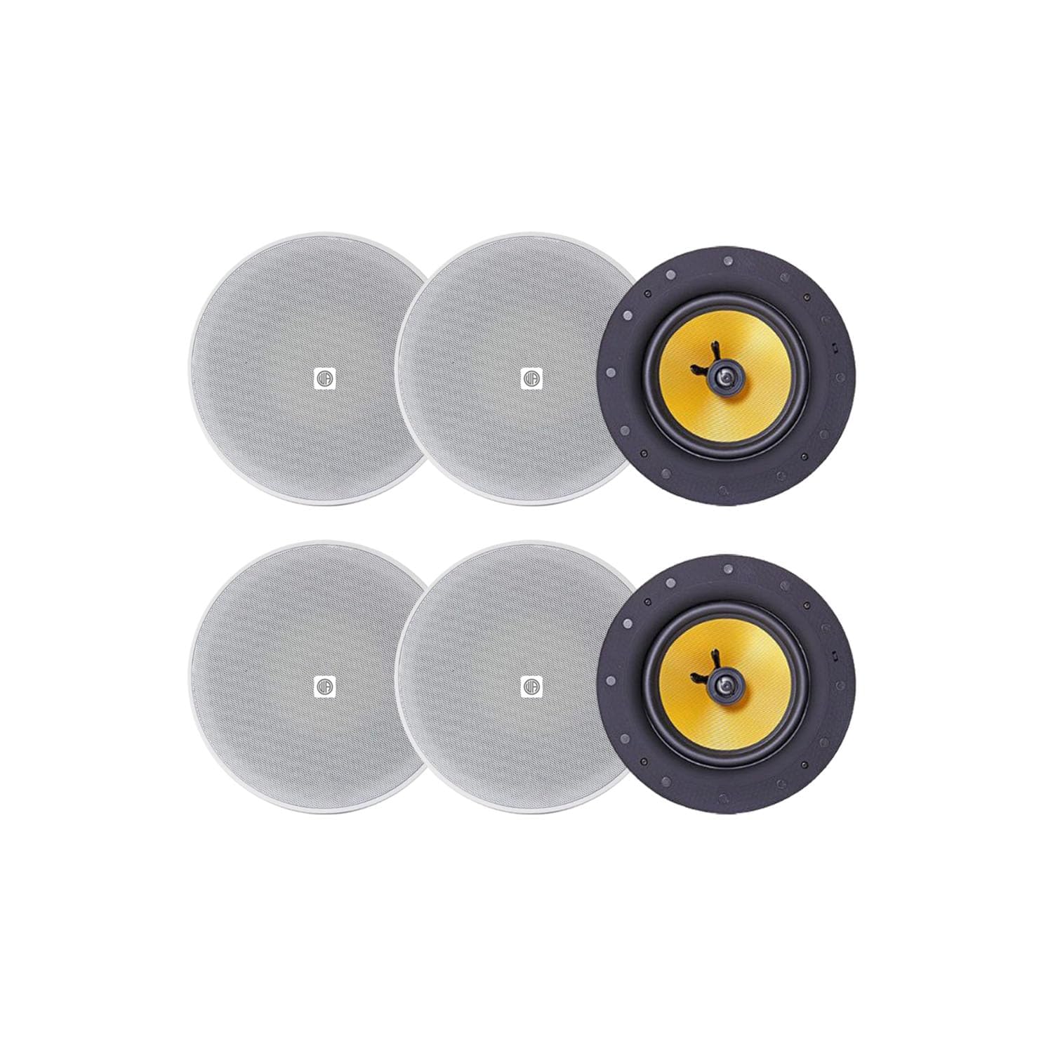 80 Watts 2 Way Flush Mount Ceiling Speakers, 6 Inches,for Bathroom, Kitchen, Living Room, Office (Pack of 6)