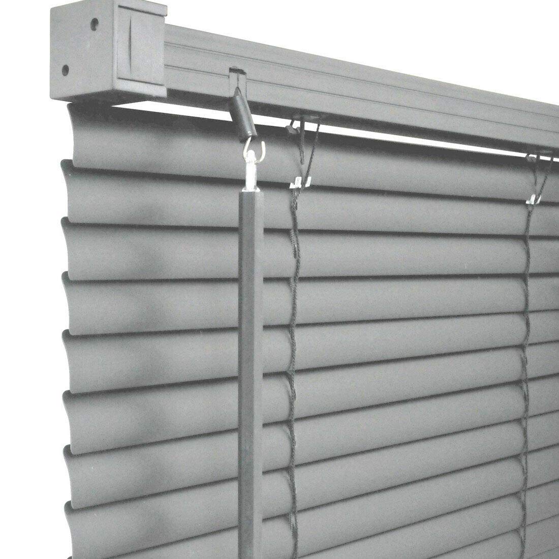 Homion Grey Pvc Venetian Blind Blinds Easy Fit Curtains Trimmable Fittings Windows Treatment Shutters Twist Open Close 90X210 (Long Drop)