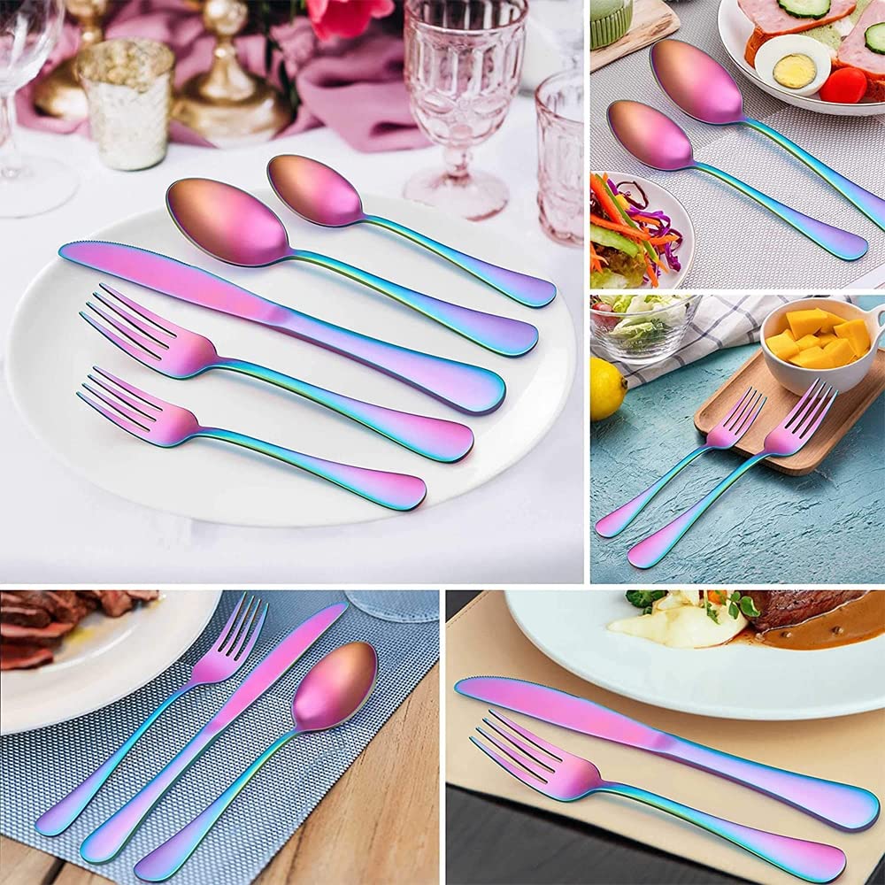 Vajilla Paquete de 30 cubiertos Cubiertos Cubiertos de color de acero inoxidable Cuchillos Tenedor Cuchara Tenedor Cubiertos para restaurante familiar Servicio de cena de fiesta (Color : Black Golden)