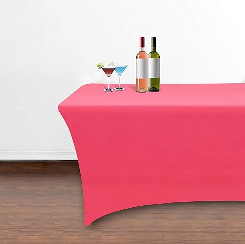 Miniatura 236 de Obstal Funda de mesa de elastano elástica de 4 pies para mesas plegables estándar, paquete de 2 manteles rectangulares universales ajustables