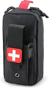 LIVANS Tactical MOLLE Medical Pouch, EMT First Aid Pouch IFAK Trauma Kit Everyday Carry Survival Bag Include Cross Patch