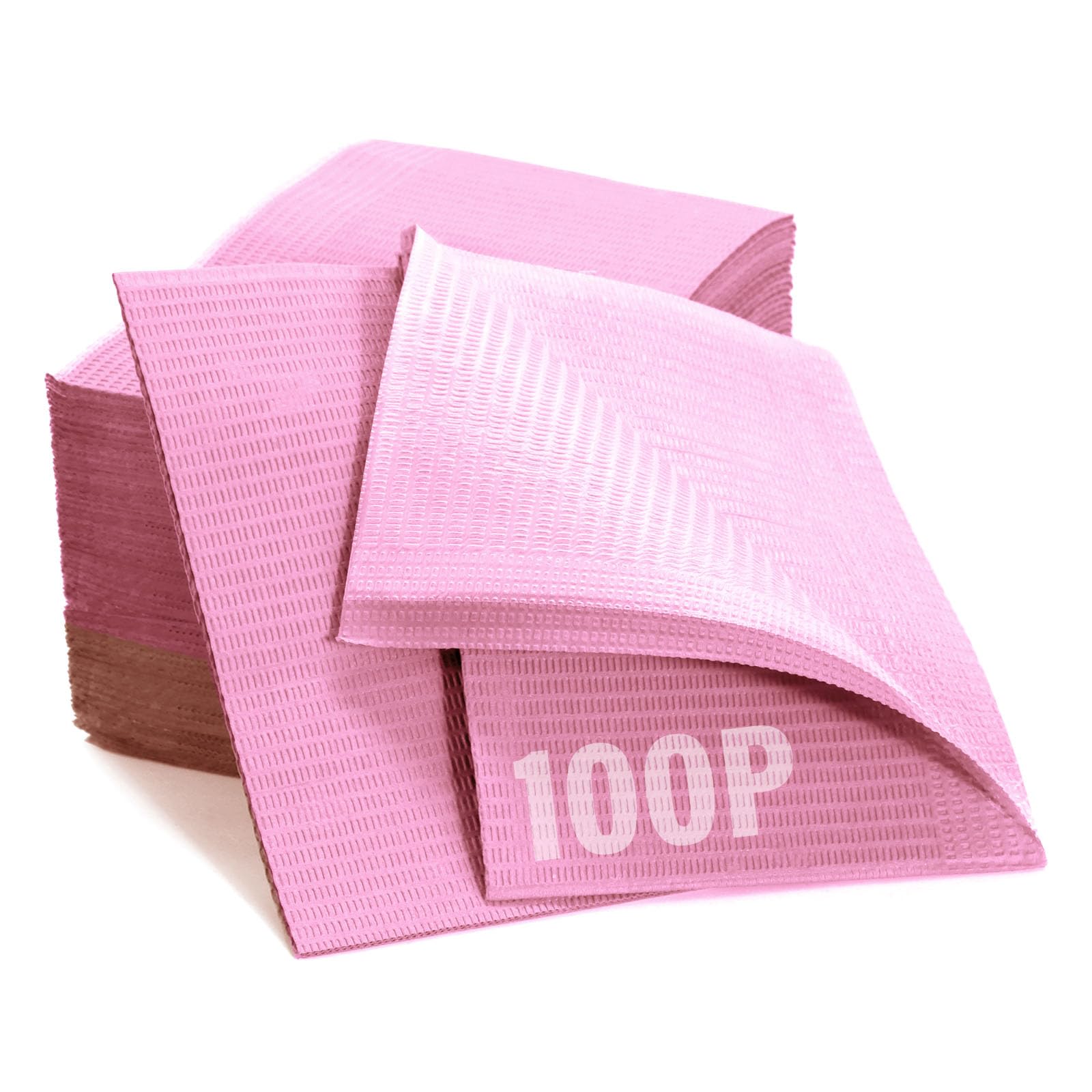 Leunimedy 100-Pack Pink Tattoo Bib Sheets Disposable 13x18, 3-Ply Water-Resistant Salon Bibs with Poly Backing, Absorbent Protective Pads for Tattoo