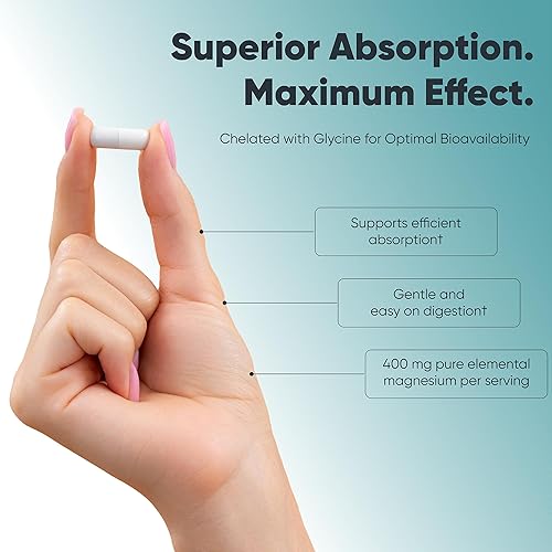 Miniatura 5 de Glicinato de magnesio 400 mg  Magnesio quelado de alta absorción  Apoya el bienestar muscular, nervioso y energético  vegano, sin OMG, sin gluten