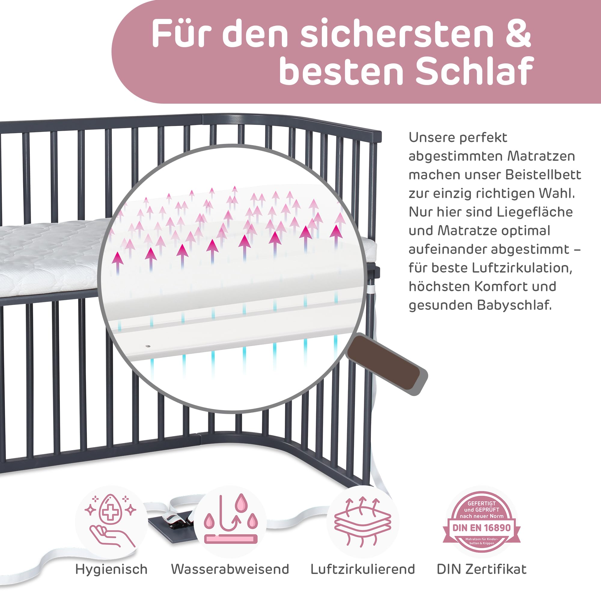 babybay Boxspring XXL łóżeczko dostawne, lakierowane na kolor szary, komplet łóżeczka dziecięcego