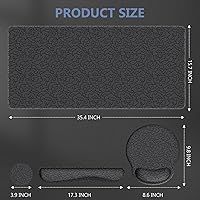 Vista 3 de iLeadon Juego de alfombrillas para mouse, alfombrilla de escritorio + alfombrilla de mouse con reposamuñecas + reposamuñecas para teclado +