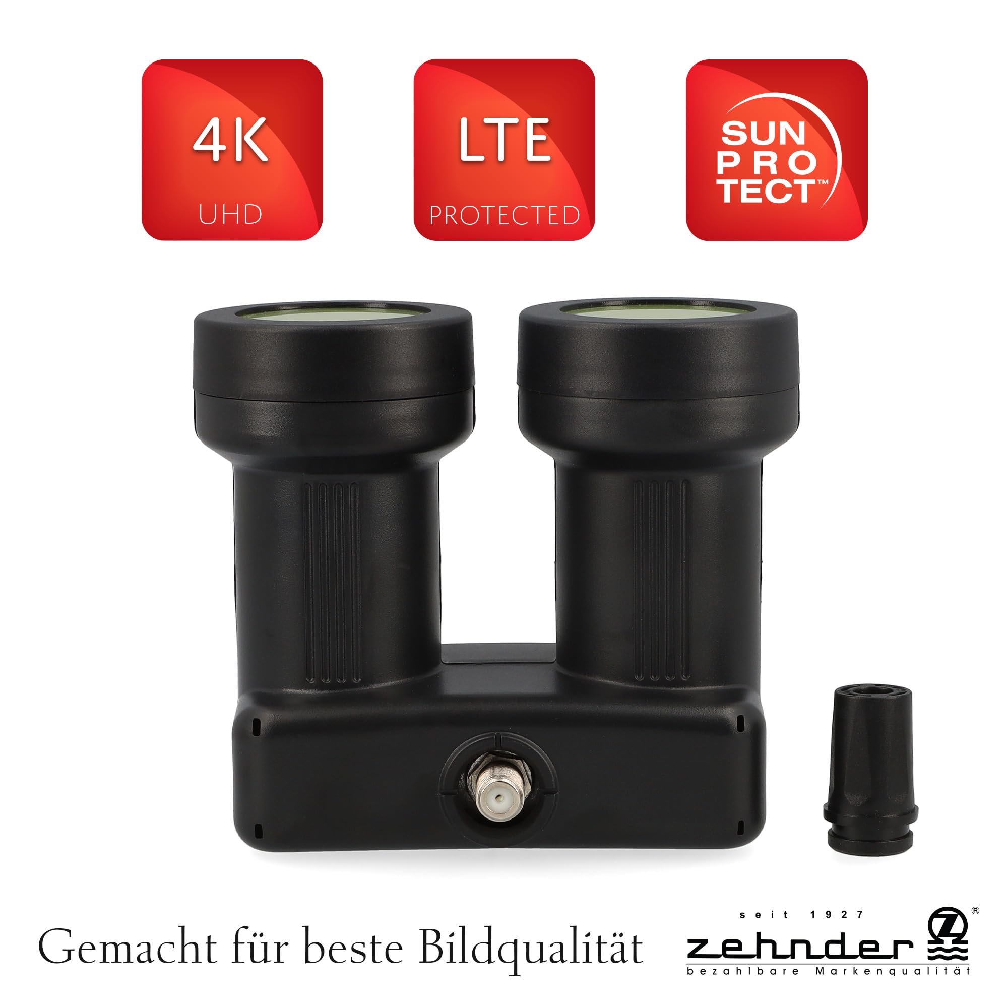 [ Test molto buono, Note 1.1 *] Zehnder Monoblock Single LNB Astra Hotbird per 1 partecipante e 2 satelliti, 1 X HD 4K LNC per collegamento diretto (TV, ricevitore satellite) LMB per parabola