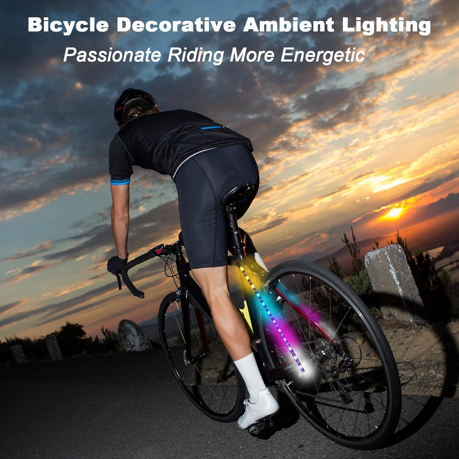 2 Strip Electric LED Bicycle Scooter Lights Night Cycling Colorful Lamp Waterproof Safety Skateboard Scooter Lights