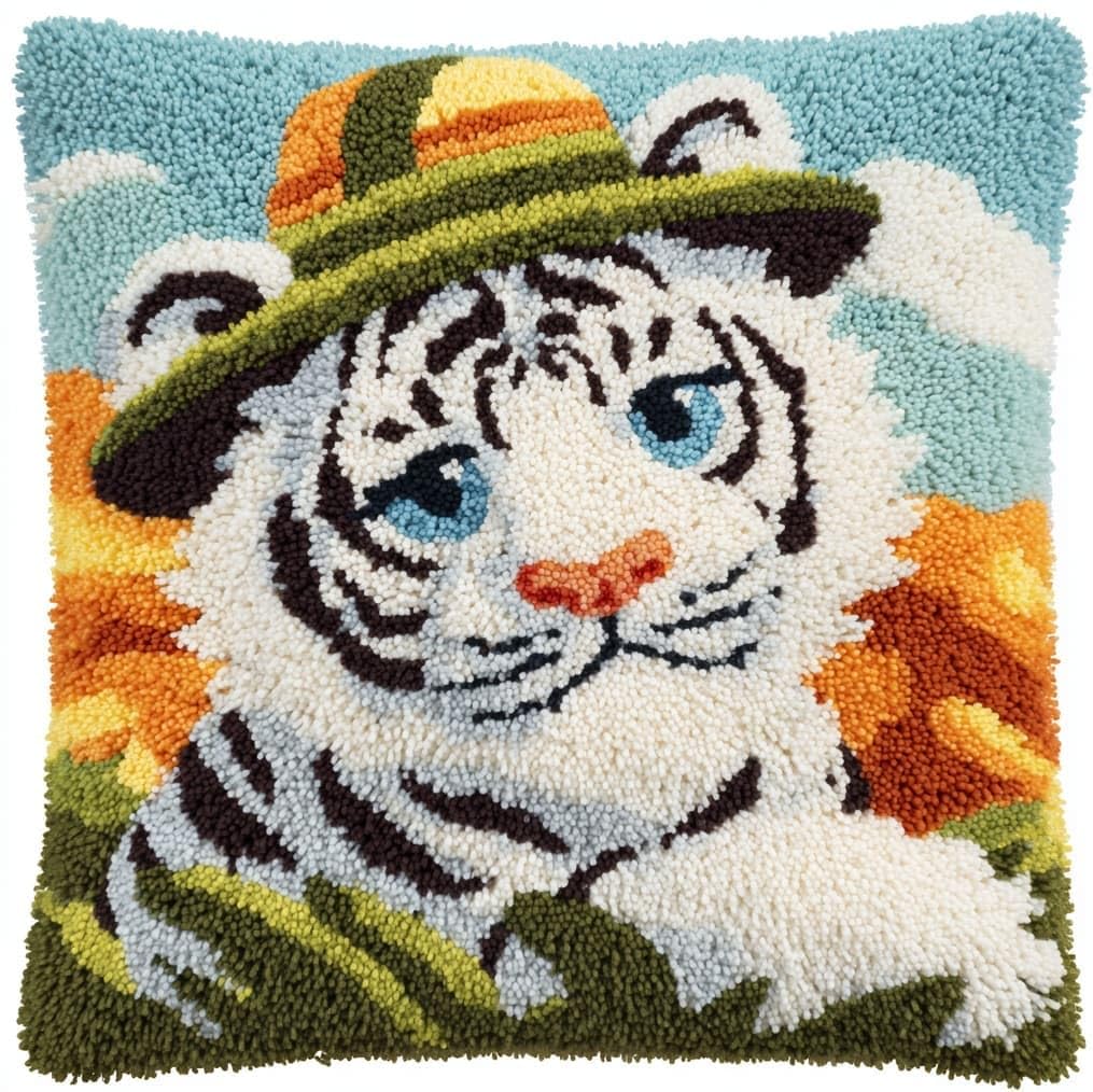 AxiangziK Latch Hook Cushion Kits for Adults,White Tiger