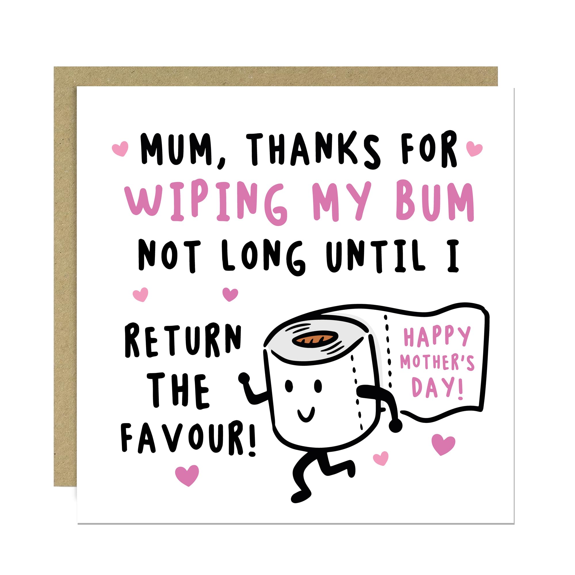 RED OCEAN Funny Mothers Day Card, Rude Card For Mum On Mothers Day With Kraft Envelope, Hilarious Mum Cards From Daughter Son, Thank You Card For Mum