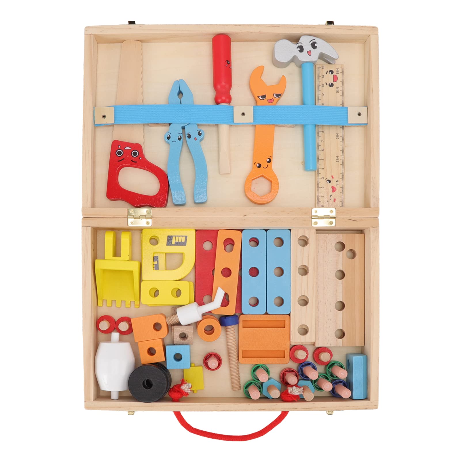 Caja de Herramientas de Madera, Juguetes, Rompecabezas, Juguete para Niños, Tiempo de Juego Educativo, 11,8 "X 2,6" X 7,9"