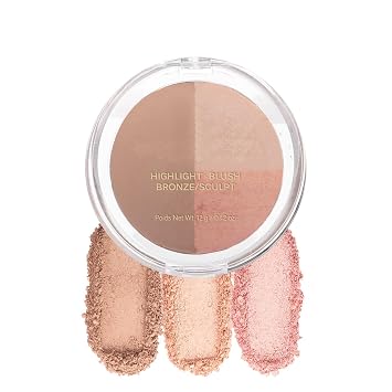 Baked Blush Highlight Bronze Powder 3-in-1 Contour Palette Sculpt Satin Silky Smooth Makeup Palettes Powder 001-Fair