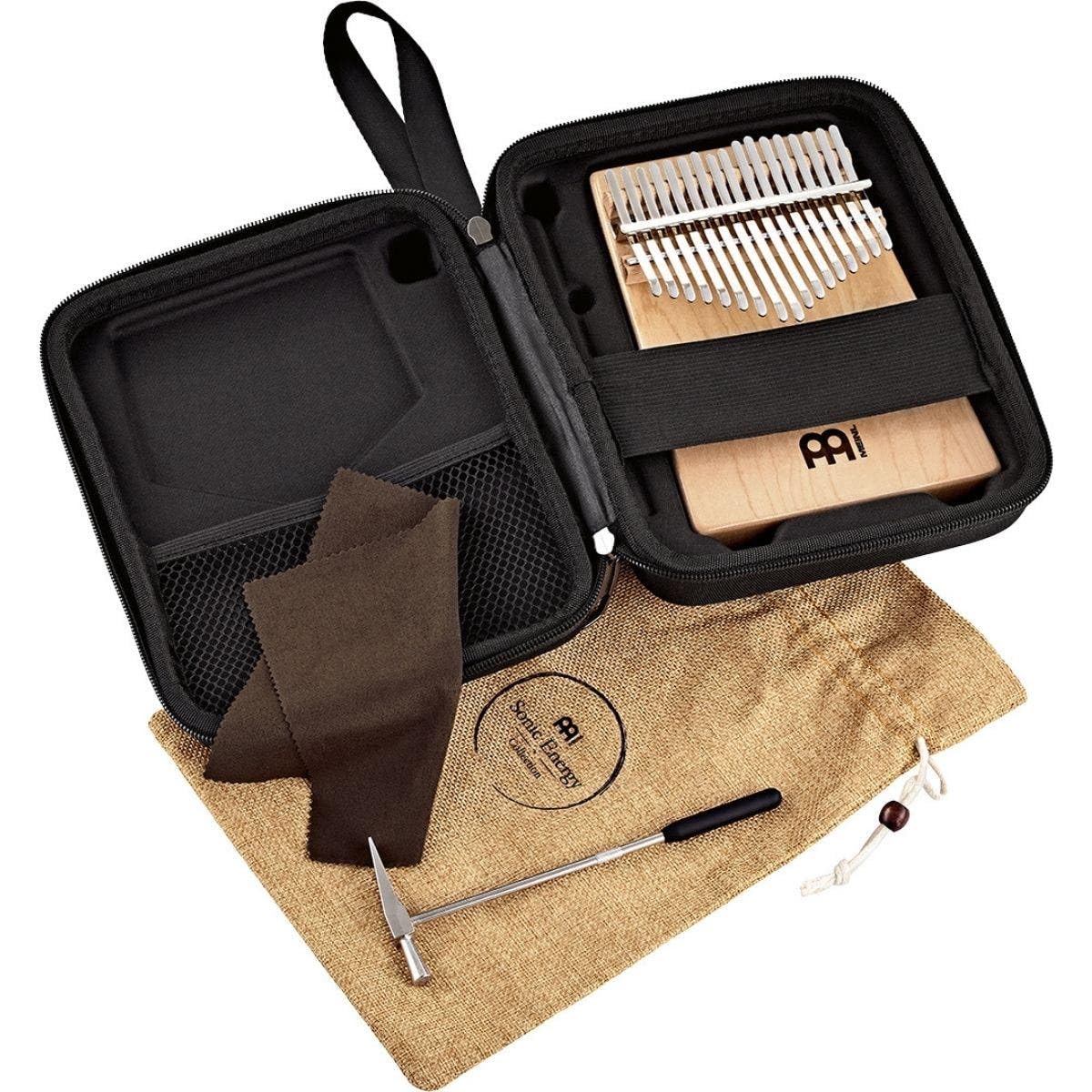 Sonic Energy Solid Body Kalimba – 17 notes, do majeur – Pour la méditation, le yoga, la percussion – Bois d'érable – Accessoires inclus (KL1704S)