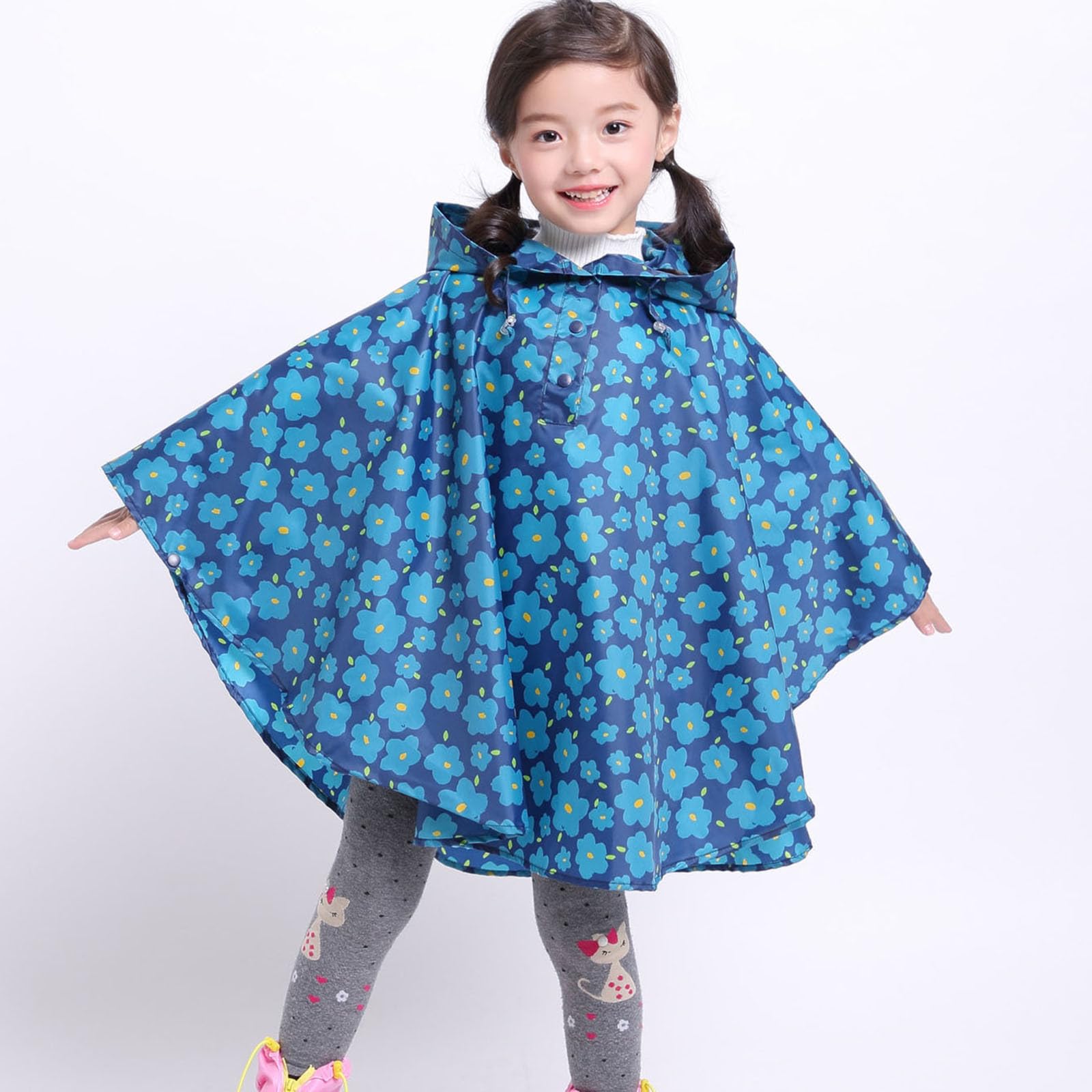 Veste Imperméable Enfant, Imperméable pour Enfants vêtement de Pluie Poncho animé pour Filles Manteau à Capuche pour Jeunes Contre intempéries Mode ludique Confort assuré vêtement extérieur