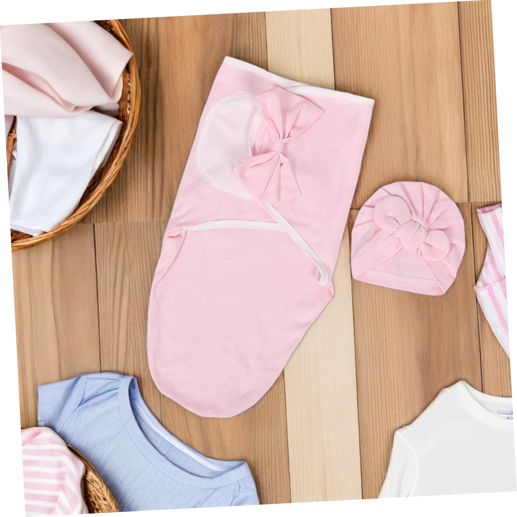 BESTonZON Couverture D’emmaillotage Bébé Fille Nœud, Lot de 3 Set de Sets