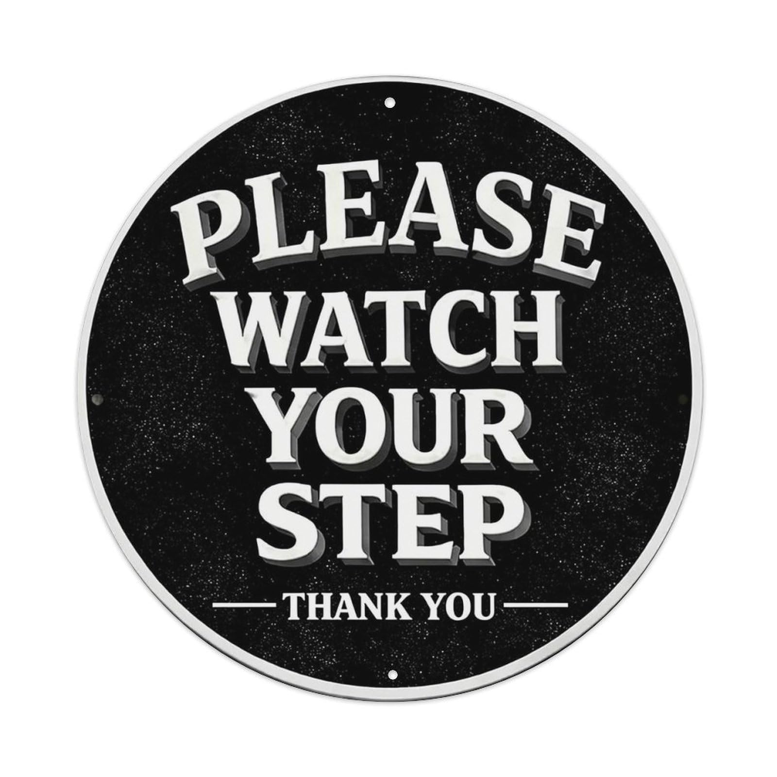 Jdyaojiesheng Vintage Please Watch Your Step Thank You Round Tin Sign Retro Metal Wall Decor Metal Poster, Home Bar Garage Farmhouse Cafe Wall Art Decoration 8X8inch