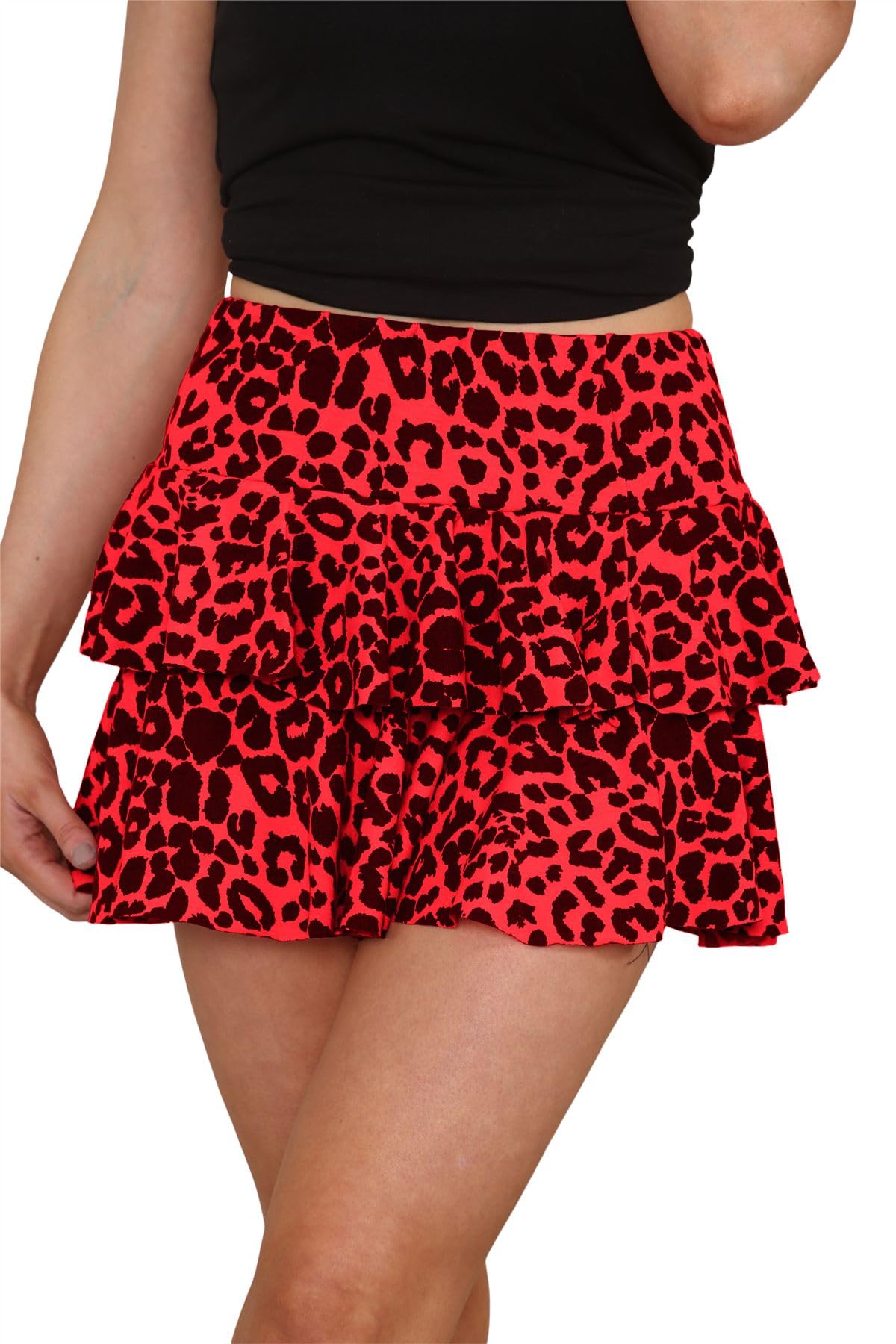Hamishkane Ladies RARA Skirt Zebra Leopard Printed Frill Layered Party Dance Club Wear Mini Skirt