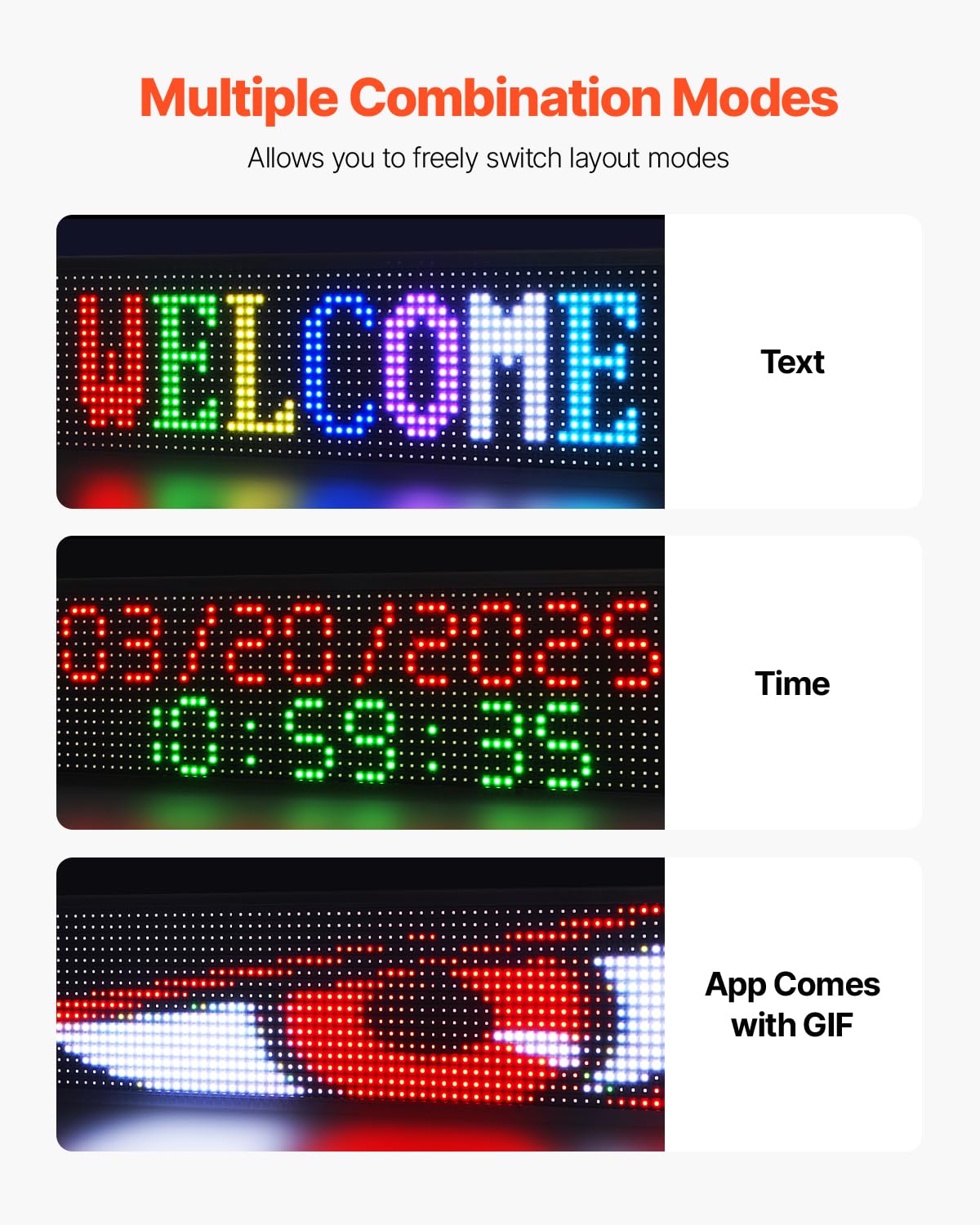 VEVOR Letrero LED Programable 99 x 19 cm Panel Digital Flexible Desplazable a Todo Color Tablero de Visualización con Patrón de Texto Personalizado Control de Aplicación Bluetooth para Publicidad