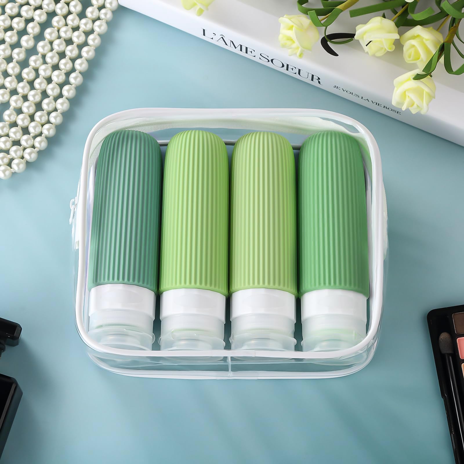 4 Bottiglie Da Viaggio In Silicone Comprimibili - Contenitori Riutilizzabili Per Shampoo, Balsamo, Creme E Liquidi, A Prova Di Perdita - 3