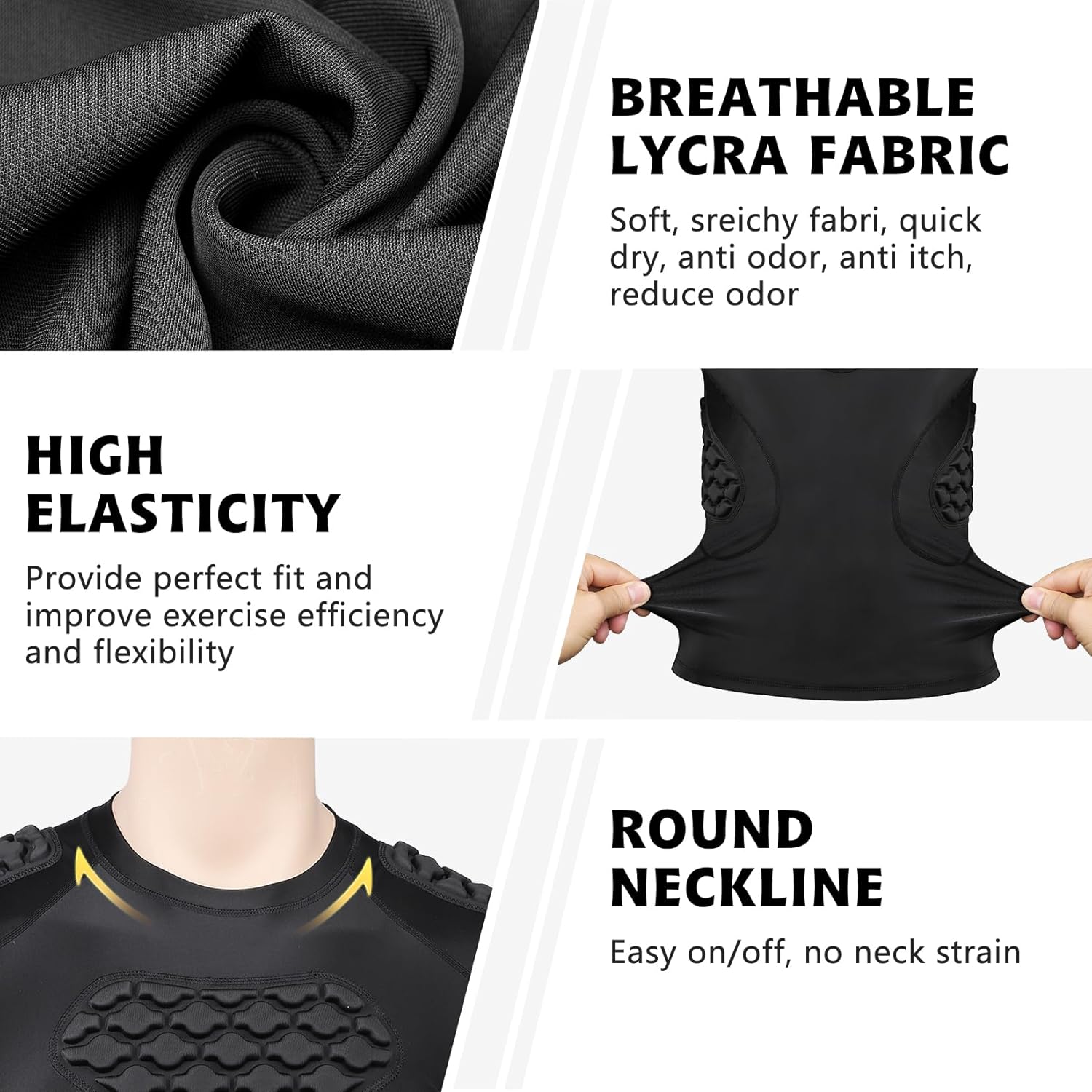 Mens Baseball Chest Protector Football Padded Shirt Compression Vest with Pads Adult Rib Protective Undershirt - Image 4