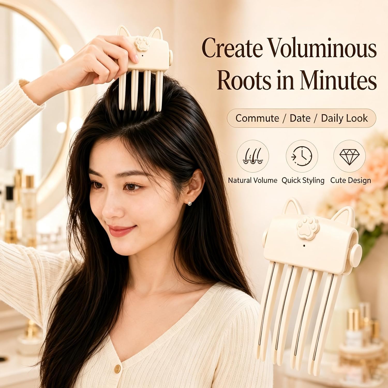 Wireless Heated Volumizing Root Lift Clip, Beheizter Volumen Clips Haare, Heated Root Volume Hair Clip, Instant Hair Ro-ot Fluffing, Wireless Ha-ir Volumizer for Flat Fine H-air，2 Stück D